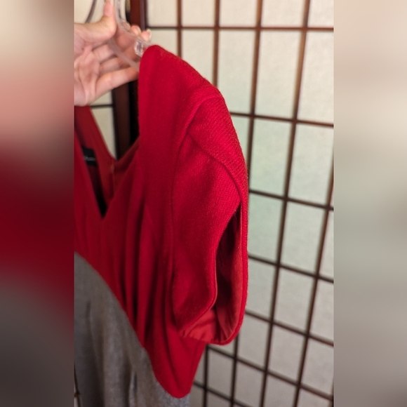 Nokomis colourblocked red and grey wool minidress size 4 - Picture 3 of 5